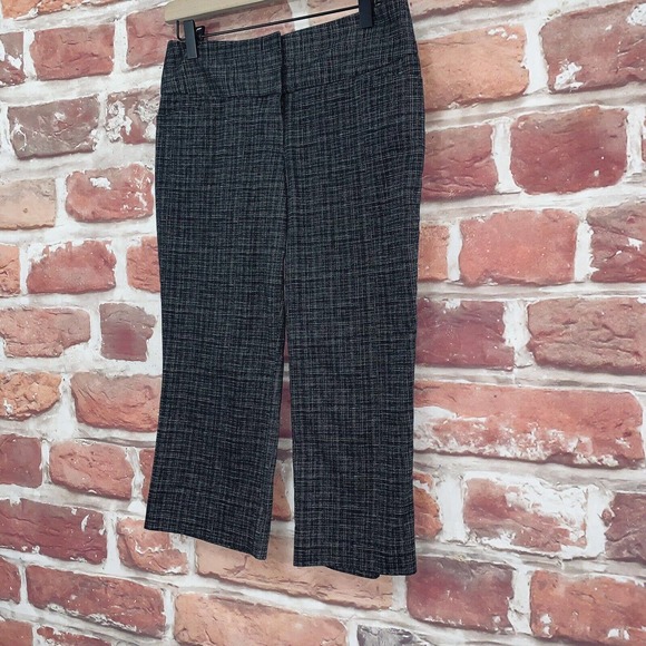 Express Editor Capri Pants Women's Size 0 Black White Plaid Abstract Zip Up - Picture 2 of 7